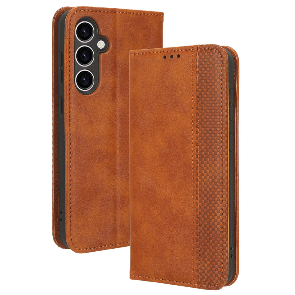 Stand Wallet Phone Case for Samsung Galaxy S23 FE Retro PU Leather Protective Phone Cover Stand Wallet Phone Case for Samsung Galaxy S23 FE Retro PU Leather Protective Phone Cover